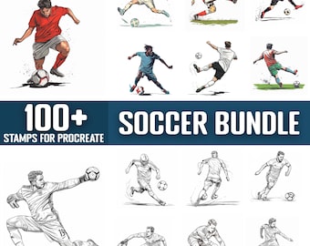 100+ Soccer Procreate Stamps, Brushes for Procreate, Instant Digital Download