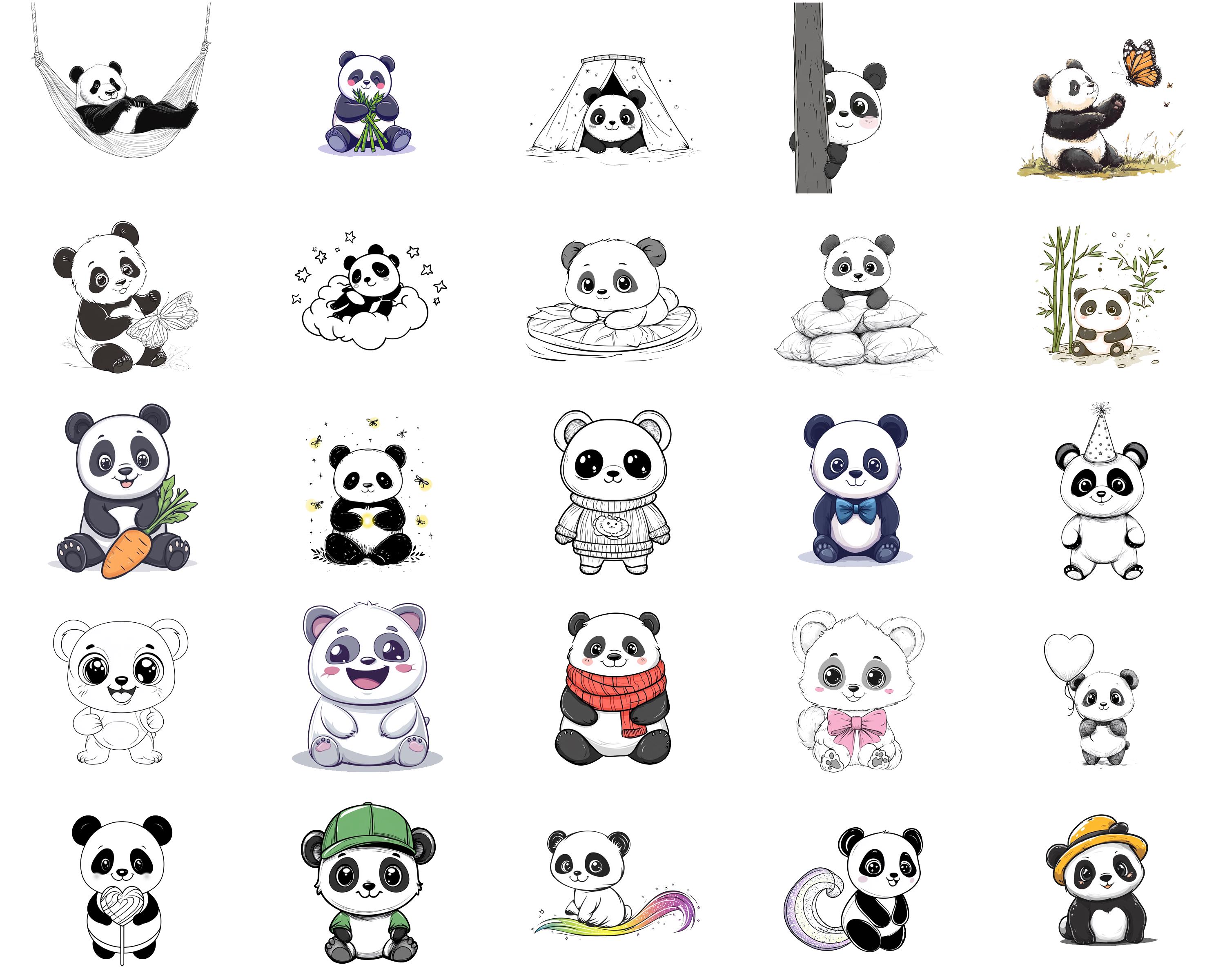 100+ Kawaii Panda Procreate Stamps, Brushes for Procreate, Instant ...
