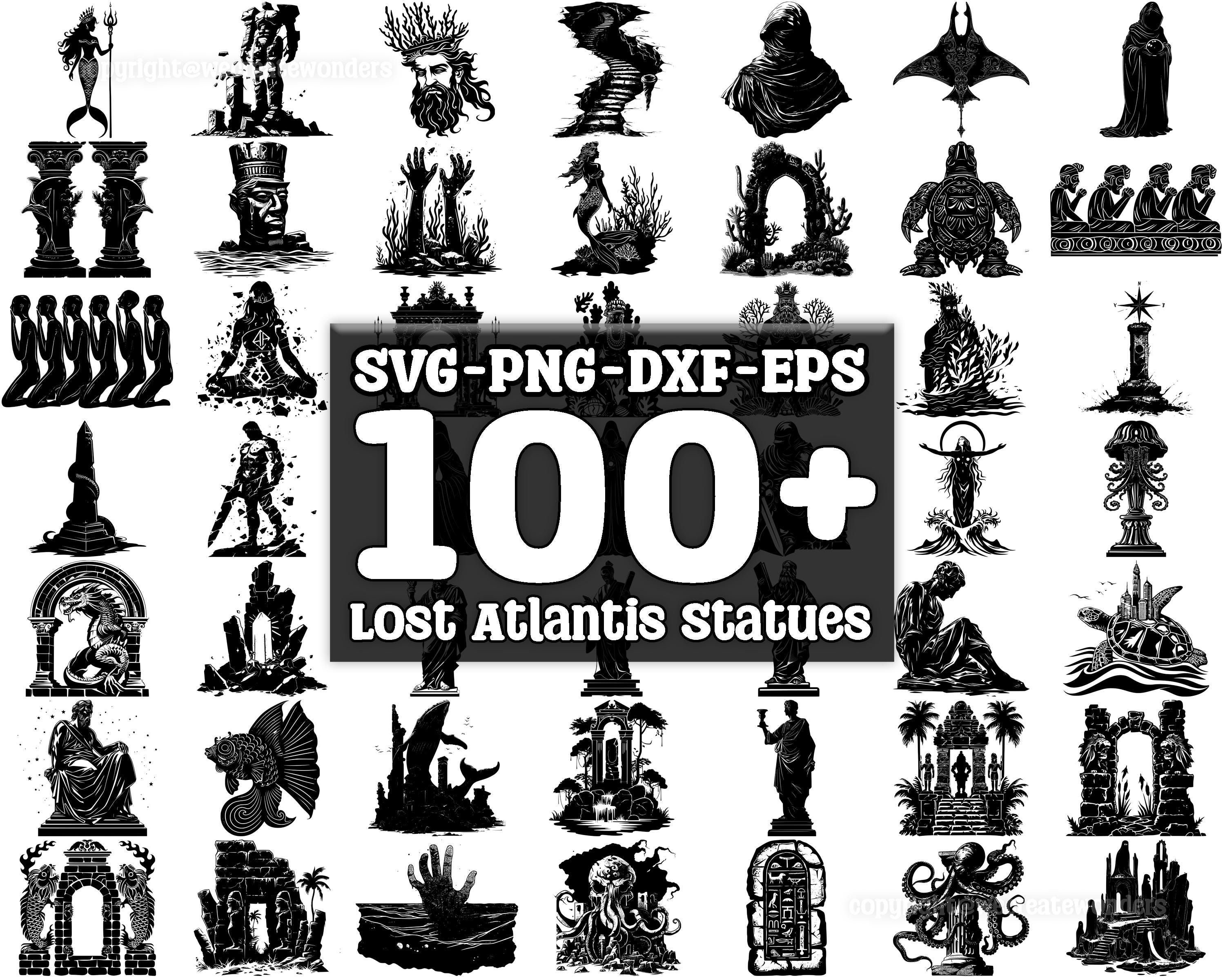 Lost Atlantis Statues SVG Bundle, Set of 100, Instant Digital