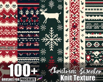 100+ Christmas Sweater Knit Procreate Textures, Brushes for Procreate, Instant Digital Download