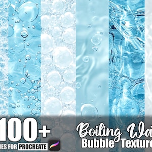 100種類以上の沸騰水バブルトップProcreateテクスチャ、Procreate用ブラシ、即時デジタルダウンロード