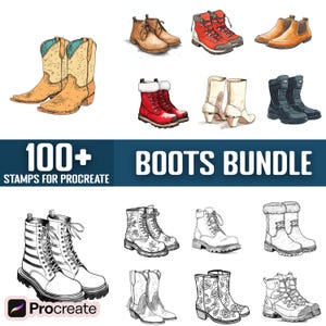 100+ Boots Procreate Stamps, Brushes for Procreate, Instant Digital Download
