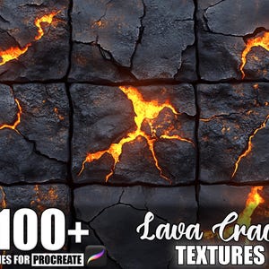 100+ Lava Cracks Procreate Textures, Brushes for Procreate, Instant Digital Download