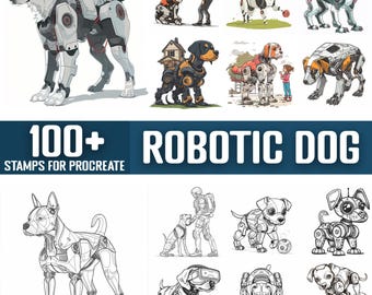 100+ Robotic Dog Procreate Stamps, Brushes for Procreate, Instant Digital Download
