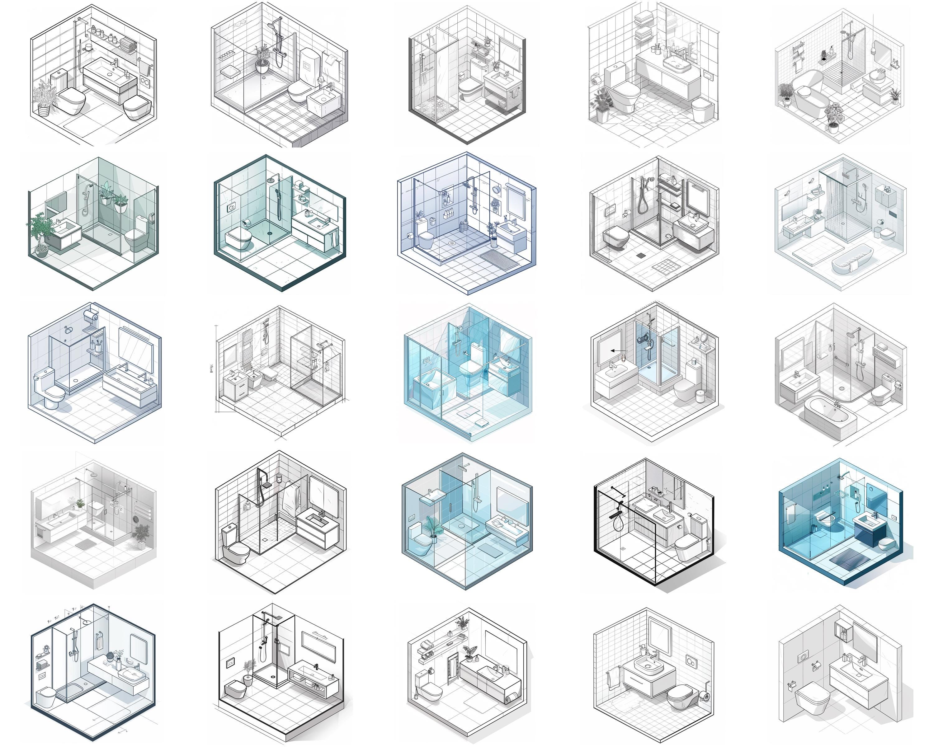 100+ Isometric Bathroom Procreate Stamps, Brushes for Procreate ...