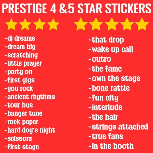 Prestige 4 and 5 Star Stickers - MNPLY GO - Fastest Delivery