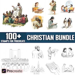 100+ Christian Bundle Procreate Stamps, Brushes for Procreate, Instant Digital Download
