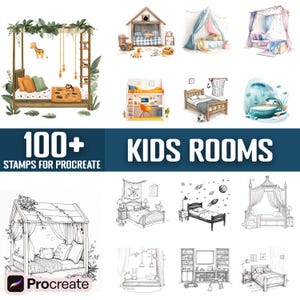 100+ Kids Room Procreate Stamps, Brushes for Procreate, Instant Digital Download