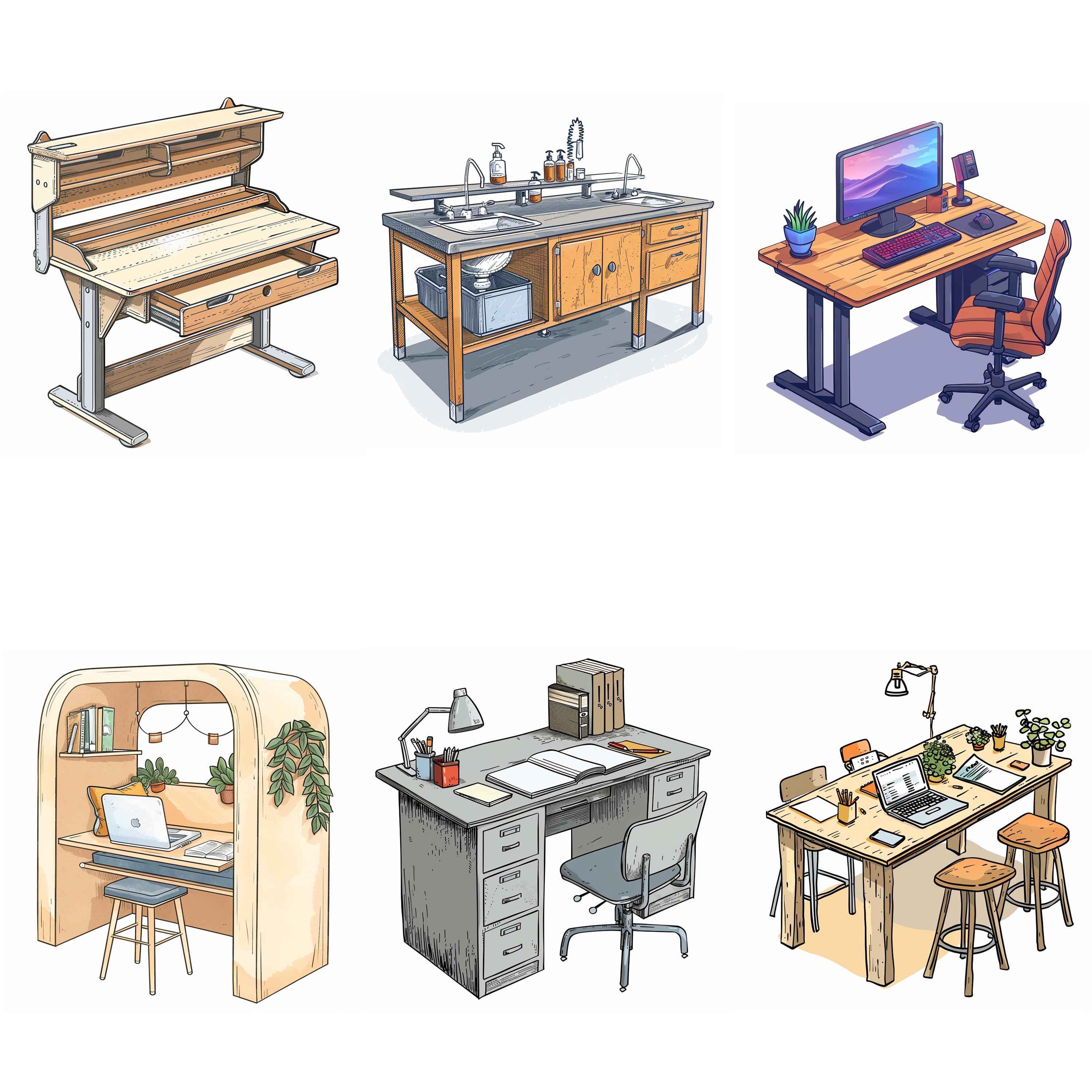 100+ School Furniture Procreate Stamps, Brushes for Procreate, Instant ...