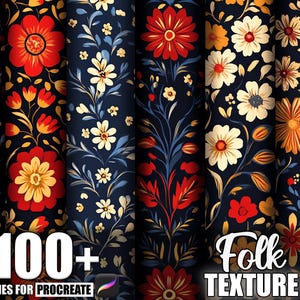 100+ folkmönster Procreate-texturer, penslar för Procreate, omedelbar digital nedladdning