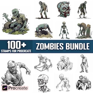100+ Zombie Procreate Stamps, Brushes for Procreate, Instant Digital Download