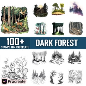 100+ Dark Forest Procreate Stamps, Brushes for Procreate, Instant Digital Download