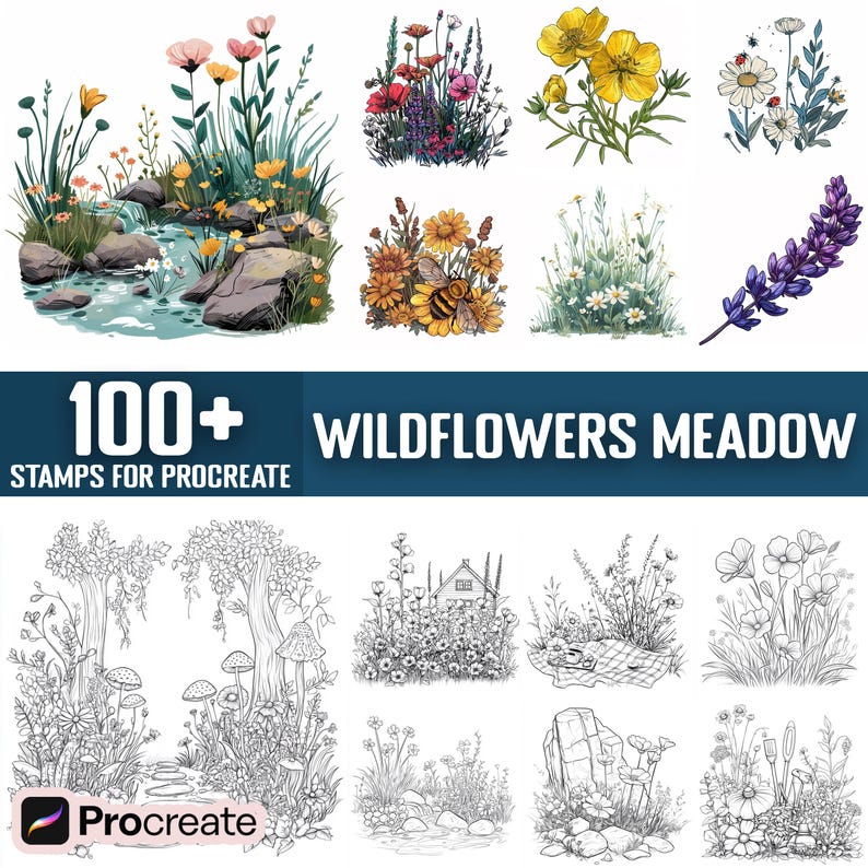 100+ World Meadow Procreate Stamps, Brushes for Procreate, Instant ...