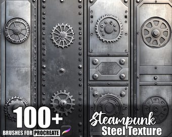 100+ Steampunk Steel Procreate Textures, Brushes for Procreate, Instant Digital Download