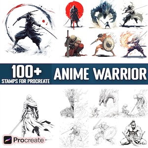 100+ Anime Warrior Procreate Stamps, Brushes for Procreate, Instant Digital Download
