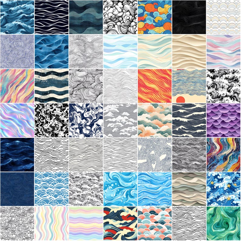 100+ Waves Pattern Procreate Textures, Brushes for Procreate, Instant ...