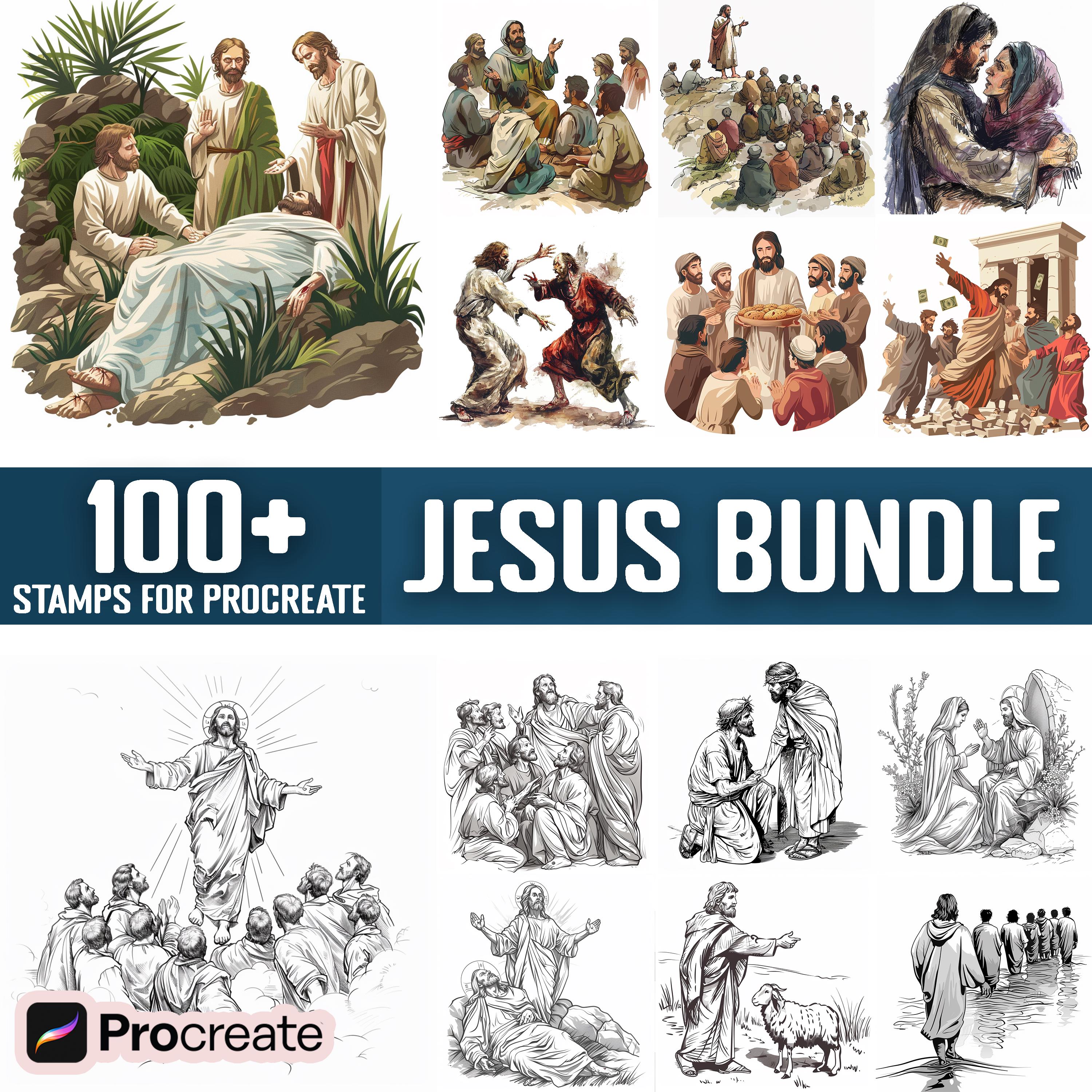 100+ Jesus Bundle Procreate Stamps, Brushes for Procreate, Instant ...