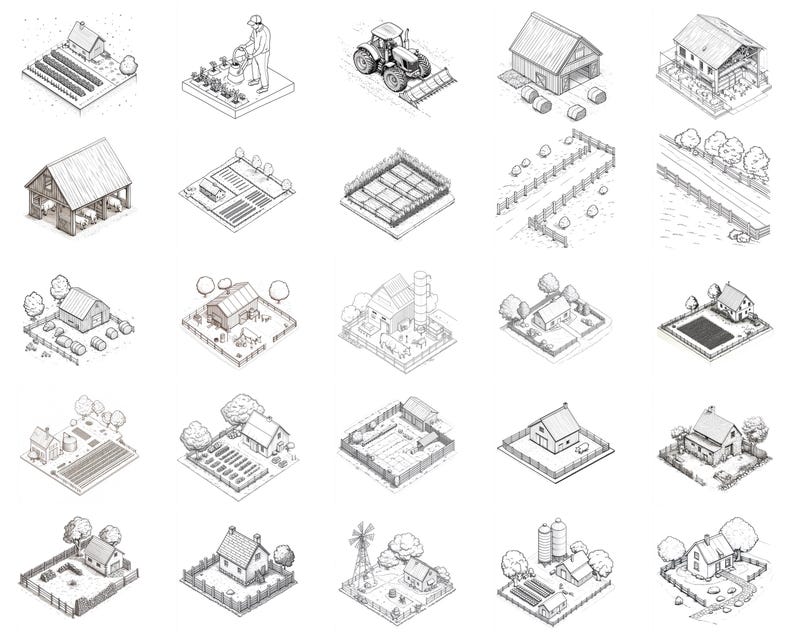 100+ Isometric Farm Procreate Stamps, Brushes for Procreate, Instant ...