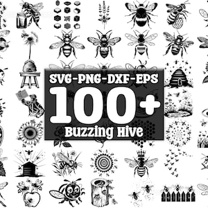 Paquete SVG de Buzzing Hive (100 unidades), descarga digital instantánea (PNG, SVG, EPS, DXF)