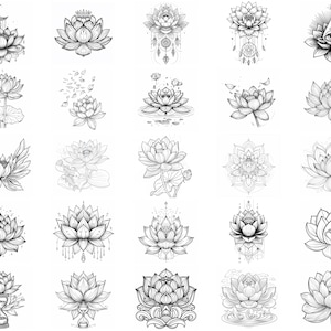 100+ Lotus Flower Procreate Stamps, Brushes for Procreate, Instant ...