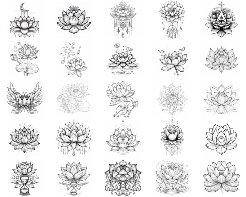 100+ Lotus Flower Procreate Stamps, Brushes for Procreate, Instant ...
