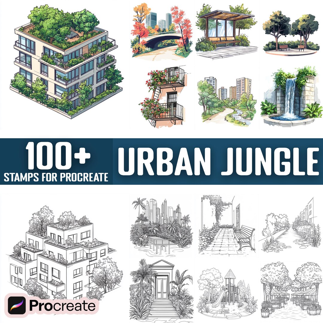100+ Urban Jungle Procreate Stamps, Brushes for Procreate, Instant ...