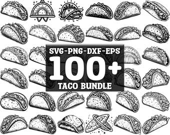 Paquete de tacos SVG (100 unidades), descarga digital instantánea (PNG, SVG, EPS, DXF)
