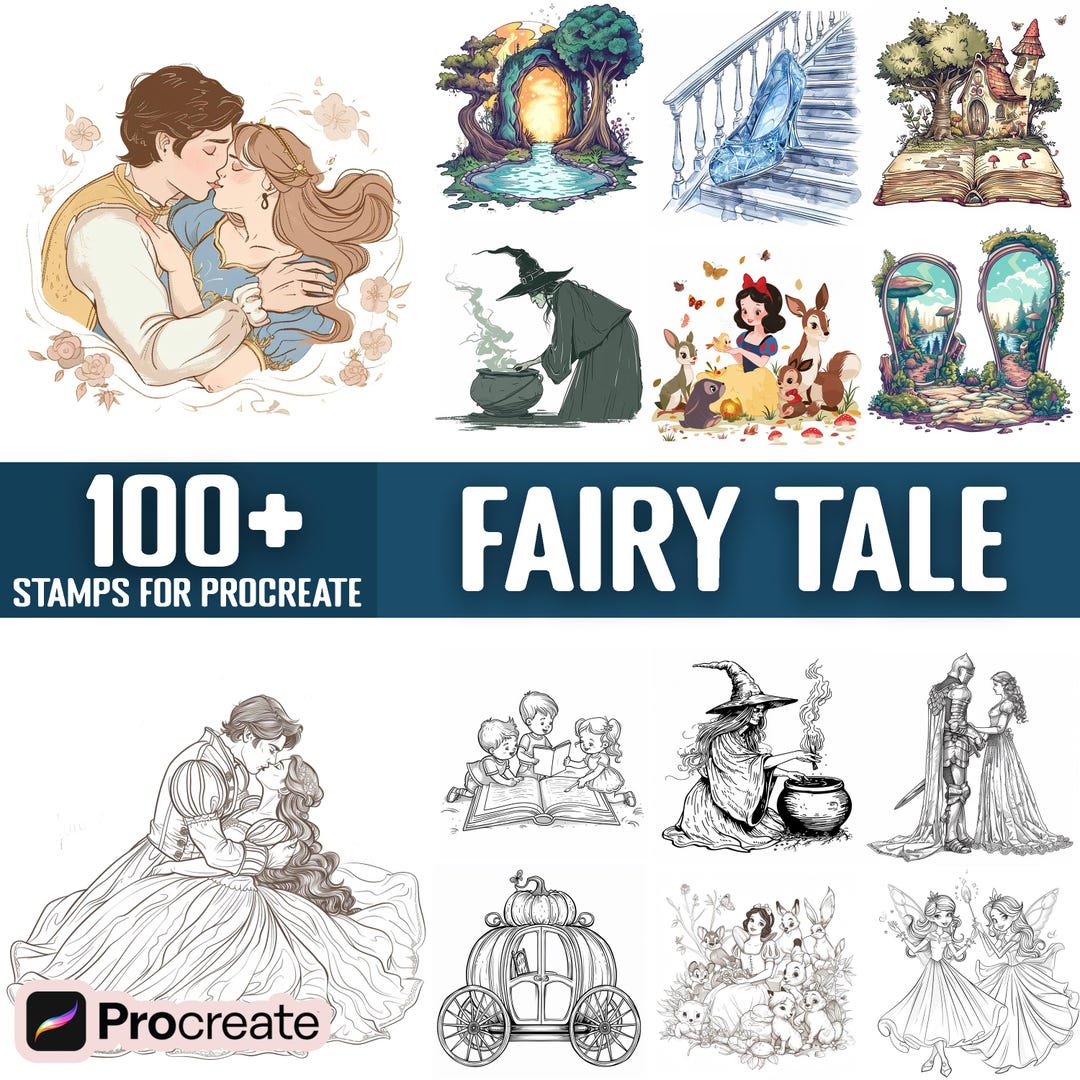 100+ Fairy Tale Scene Procreate Stamps, Brushes for Procreate, Instant ...