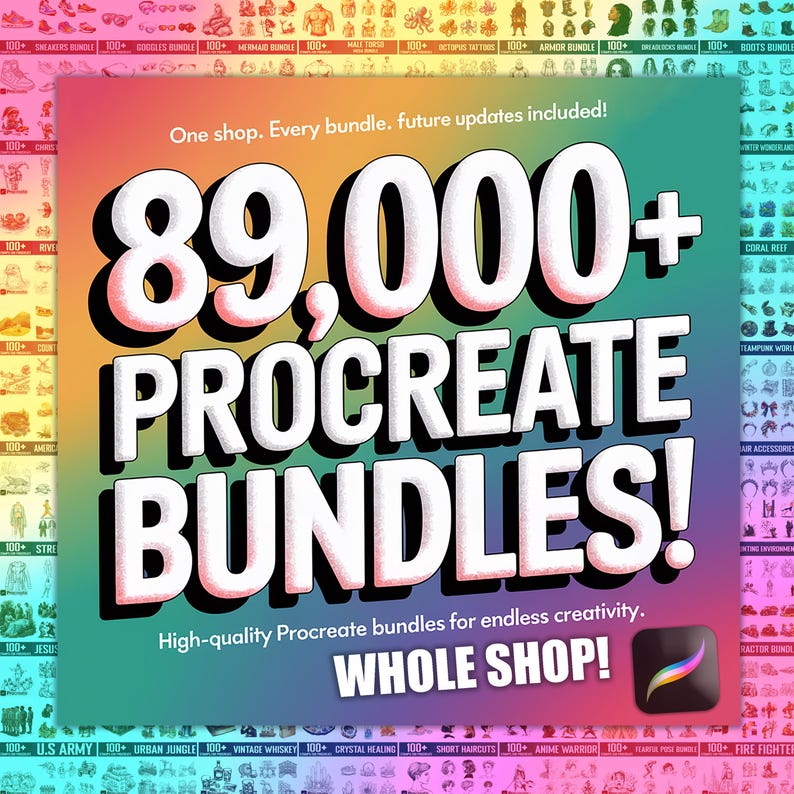 89 000+ Hela butiken, Stämplar för Procreate, Penslar för Procreate, Omedelbar digital nedladdning bild 1