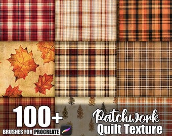 100+ Patchwork Quilt Procreate Textures, Brushes for Procreate, Instant Digital Download