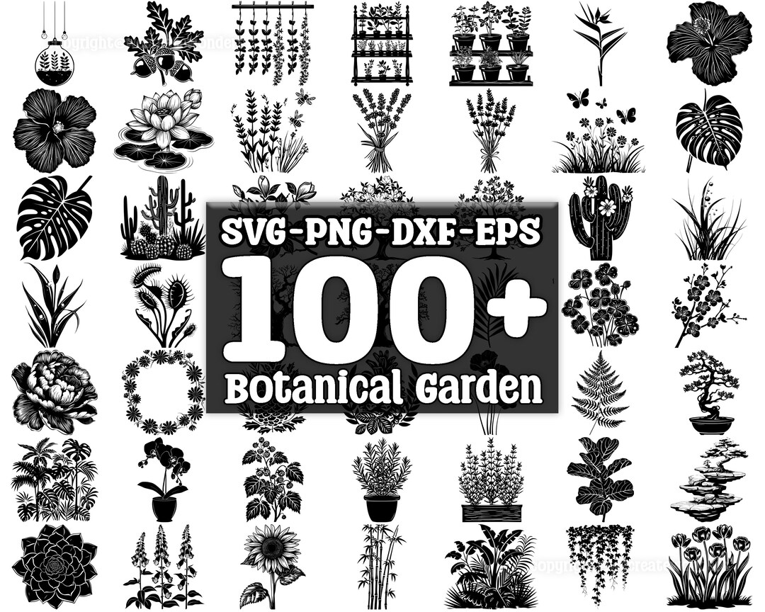 Botanical Garden SVG Bundle, Set of 100, Instant Digital Download, Png ...