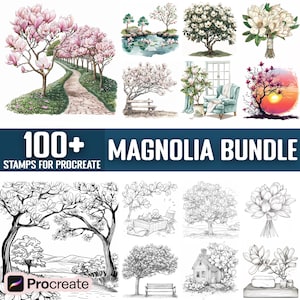 100+ Magnolia Procreate Stamps, Brushes for Procreate, Instant Digital Download