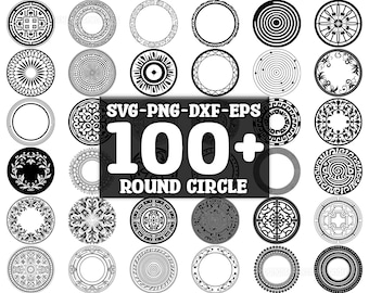 Round Circle SVG Bundle, Set of 100, Instant Digital Download, png, svg, eps, dxf