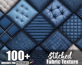 100+ Stitched Fabric Procreate Textures, Brushes for Procreate, Instant Digital Download