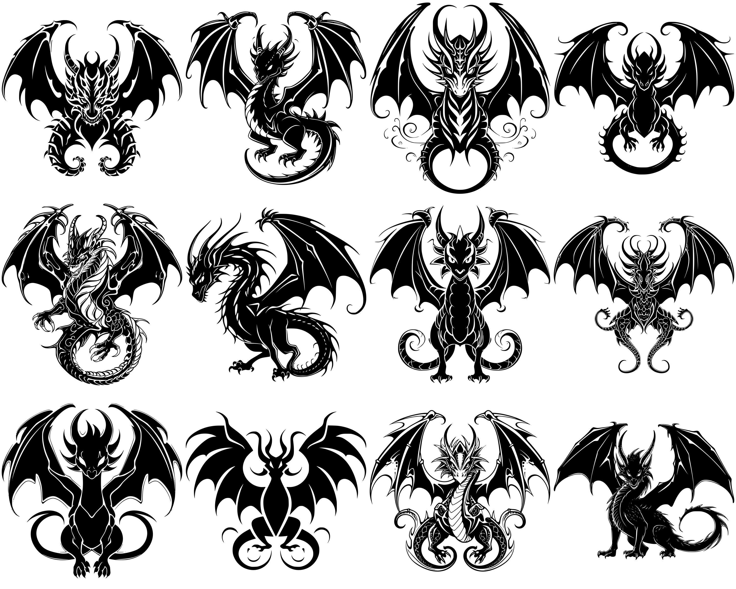 Dragon SVG Bundle, Set of 100, Instant Digital Download, Png, Svg, Eps ...