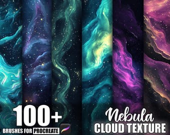 100+ Nebula Cloud Procreate Textures, Brushes for Procreate, Instant Digital Download