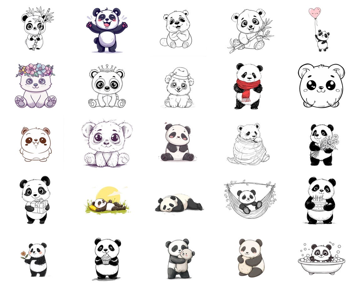 100+ Kawaii Panda Procreate Stamps, Brushes for Procreate, Instant ...