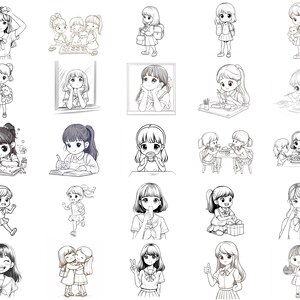 100+ Kawaii Schoolgirl Procreate Stamps, Brushes for Procreate, Instant ...