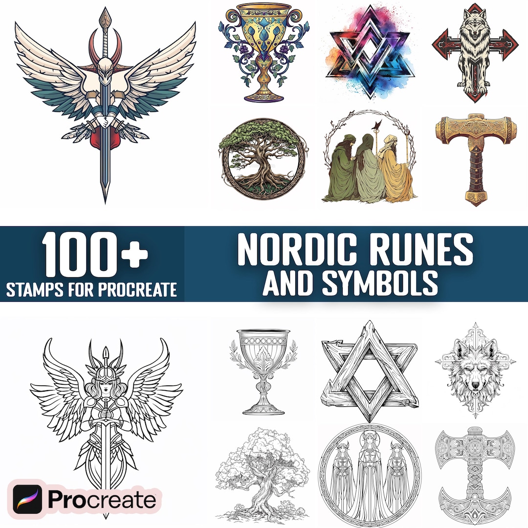 100+ Nordic Runes and Symbols Procreate Stamps, Brushes for Procreate ...