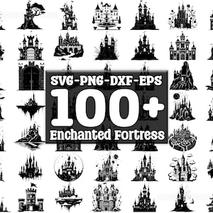 Enchanted Fortress SVG Bundle, Set of 100, Instant Digital Download, png, svg, eps, dxf