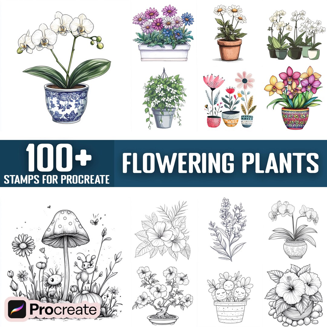 100+ Flowering Plant Procreate Stamps, Brushes for Procreate, Instant ...