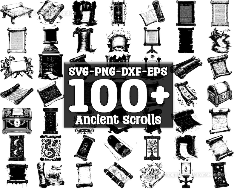 Ancient Scrolls SVG Bundle, Set of 100, Instant Digital Download, Png ...