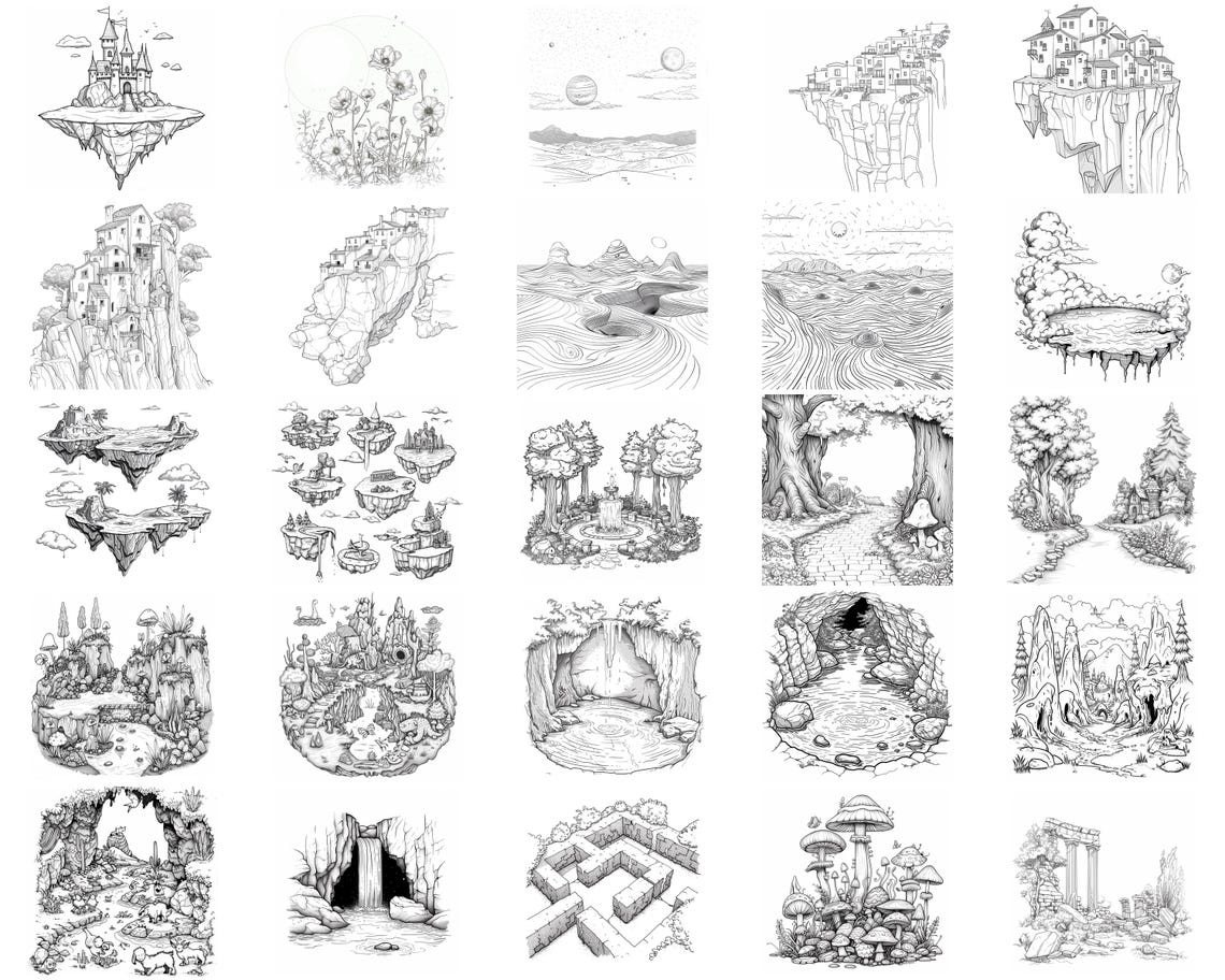 100+ Fantasy Landscape Procreate Stamps, Brushes for Procreate, Instant ...