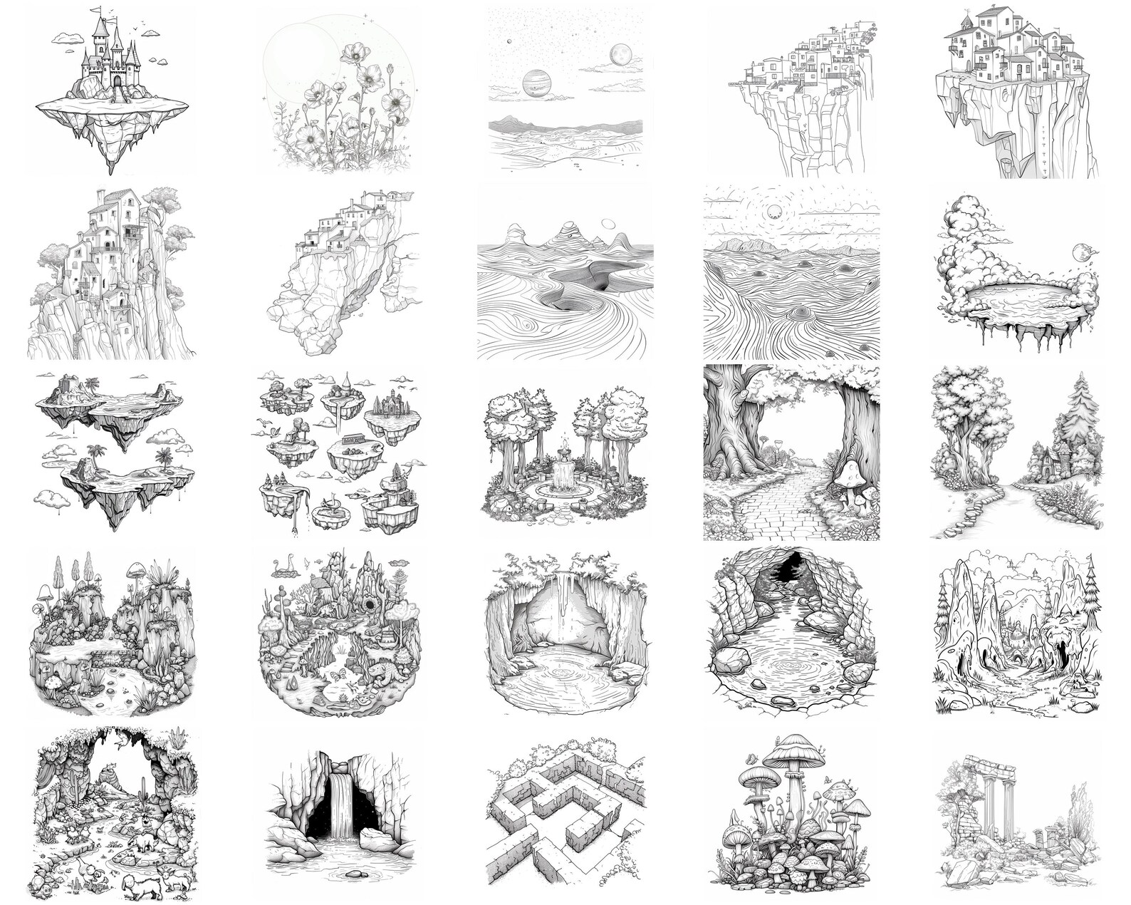 100+ Fantasy Landscape Procreate Stamps, Brushes for Procreate, Instant ...