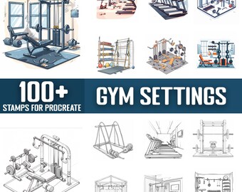 100+ Gym Setting Procreate Stamps, Brushes for Procreate, Instant Digital Download
