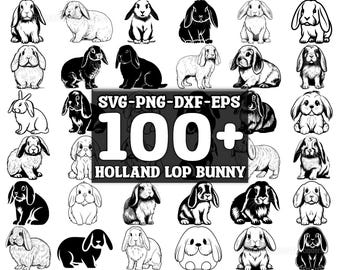 Holland Lop Bunny SVG Bundle, Set of 100, Instant Digital Download, png, svg, eps, dxf