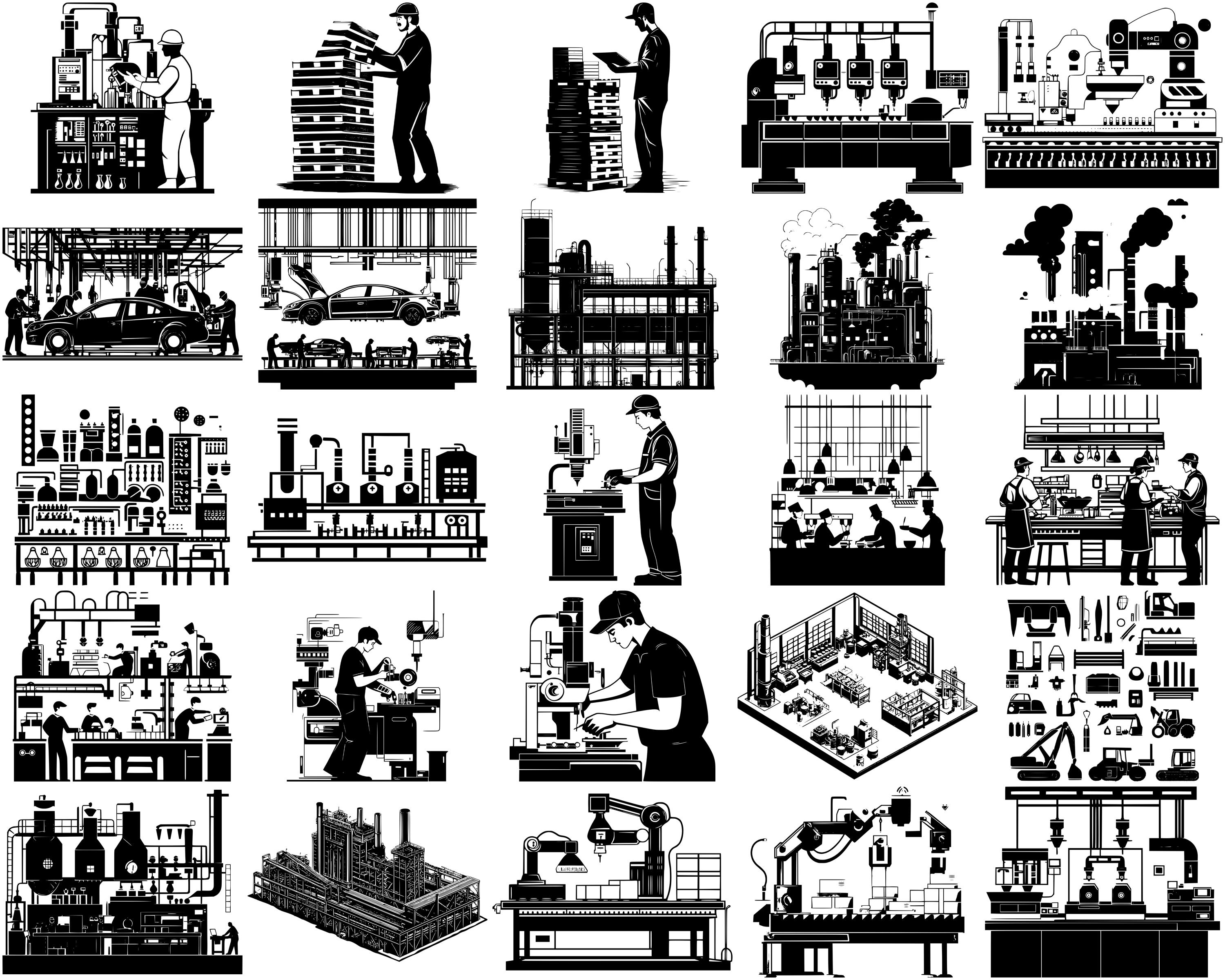 Factory Scene SVG Bundle, Set of 100, Instant Digital Download, Png ...