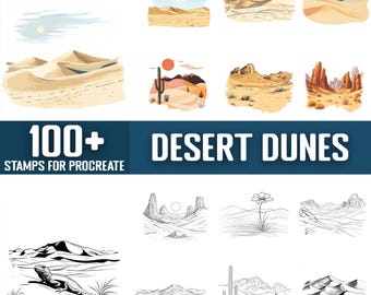 100+ Desert Dunes Procreate Stamps, Brushes for Procreate, Instant Digital Download