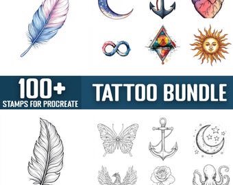 100+ Tattoo Procreate Stamps, Brushes for Procreate, Instant Digital Download