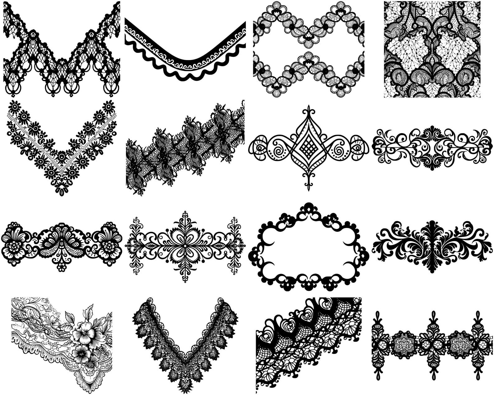 Lace Trim SVG Bundle, Set of 100, Instant Digital Download, Png, Svg ...